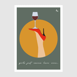Postkarte Wein HEAD OVER HEELS, green & red