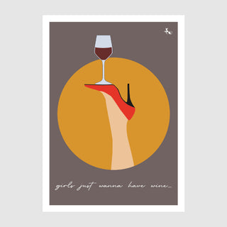 Postkarte Wein HEAD OVER HEELS, greige & red