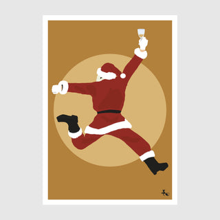 Postkarte Wein CHEERS SANTA CLAUS, yellow