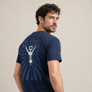 Wein T-Shirt CORKSCREW blau für Herren