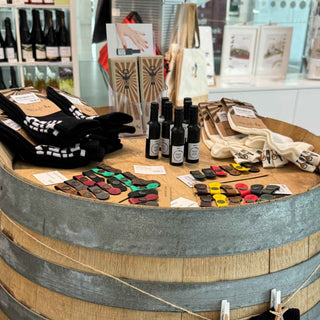 Winecraft Weinsocken, Weinglasmarkierer in der Tourist-Info in Koblenz
